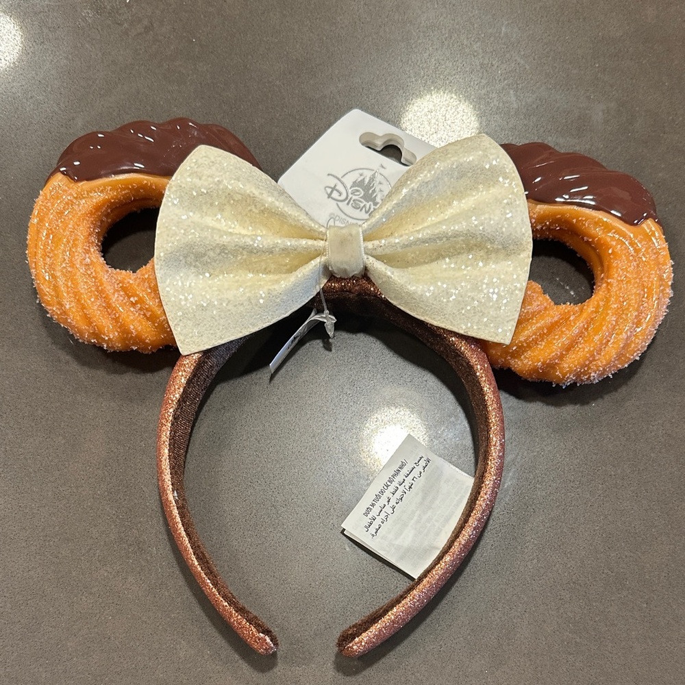 Disney Churro Ears Headband with Glittery Cream Bow
